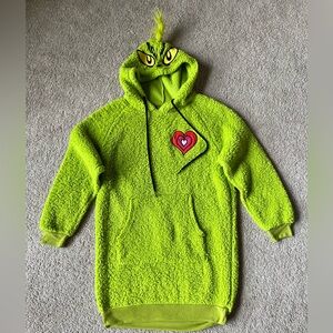 Dr. Seuss How The Grinch Stole Christmas Fuzzy Oversized Hoodie Sweater